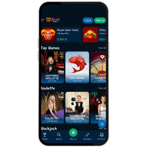 BaxterBet casino anwendung